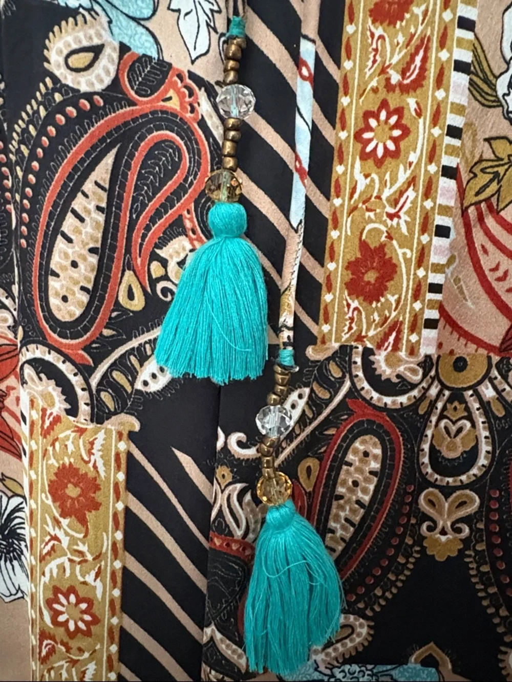 Boho Festival Patchwork Floral Paisley Wide Leg Pants Small Indie FairyCore - Picture 8 of 8